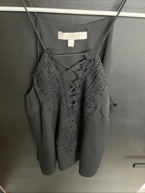 WAYF Black Lace-Front Halter Camisole
